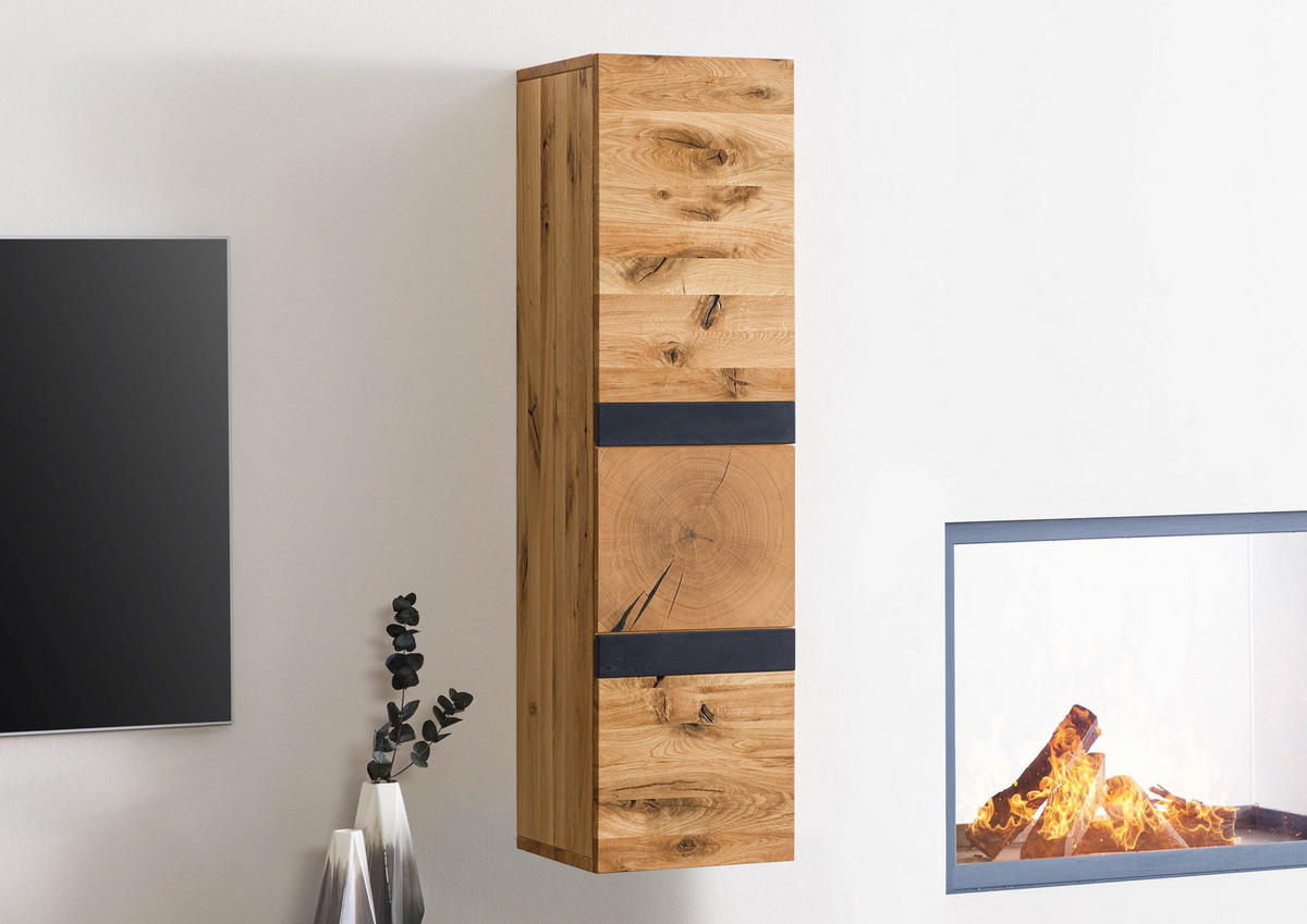 HÄNGESCHRANK Wildeiche 33x33,5x123 natur geölt/lackiert KITZBÜHEL #101 - Braun, Holz (33/123/34cm) - Massivmoebel24