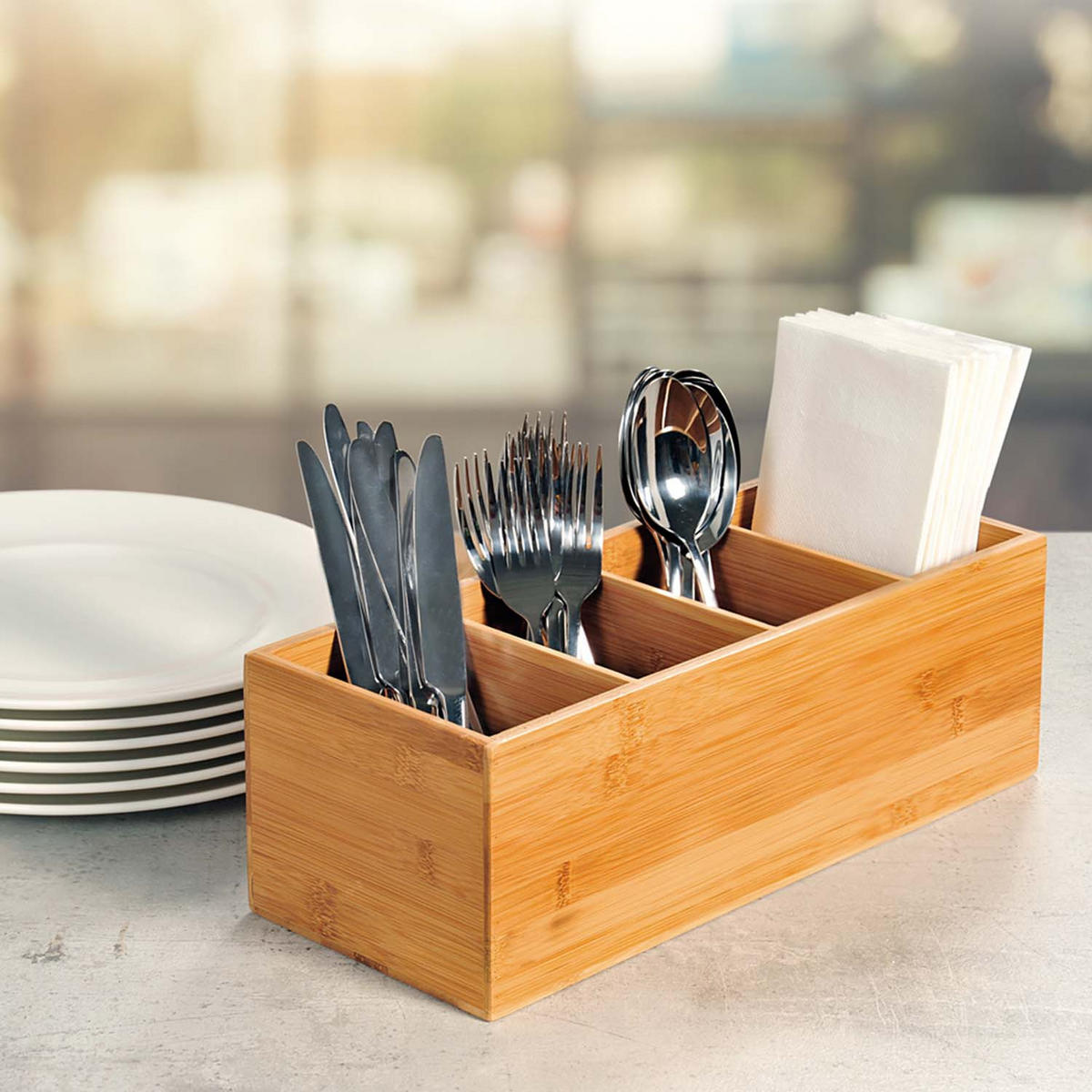 BESTECKBOX, 6 Stück - Bambus, 35 x 14cm - Naturfarben, Holz (35/12/14cm) - Kesper