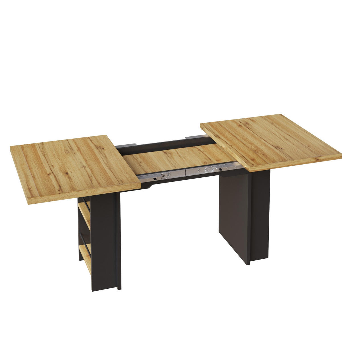 KOMODA 120-160/80/75 cm, MDF v dekore prírodného dreva, s úložným priestorom - hnedá, kompozitné drevo (120/80/75cm) - BEAOK
