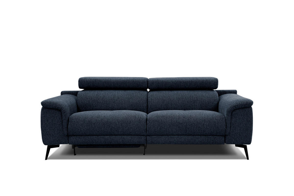 RELAXSOFA FIERO 3-Sitzer mit 1 Relaxfunktion, dunkelblau - Schwarz/Dunkelblau, Holzwerkstoff/Textil (212/82/103cm) - Courtois Laville