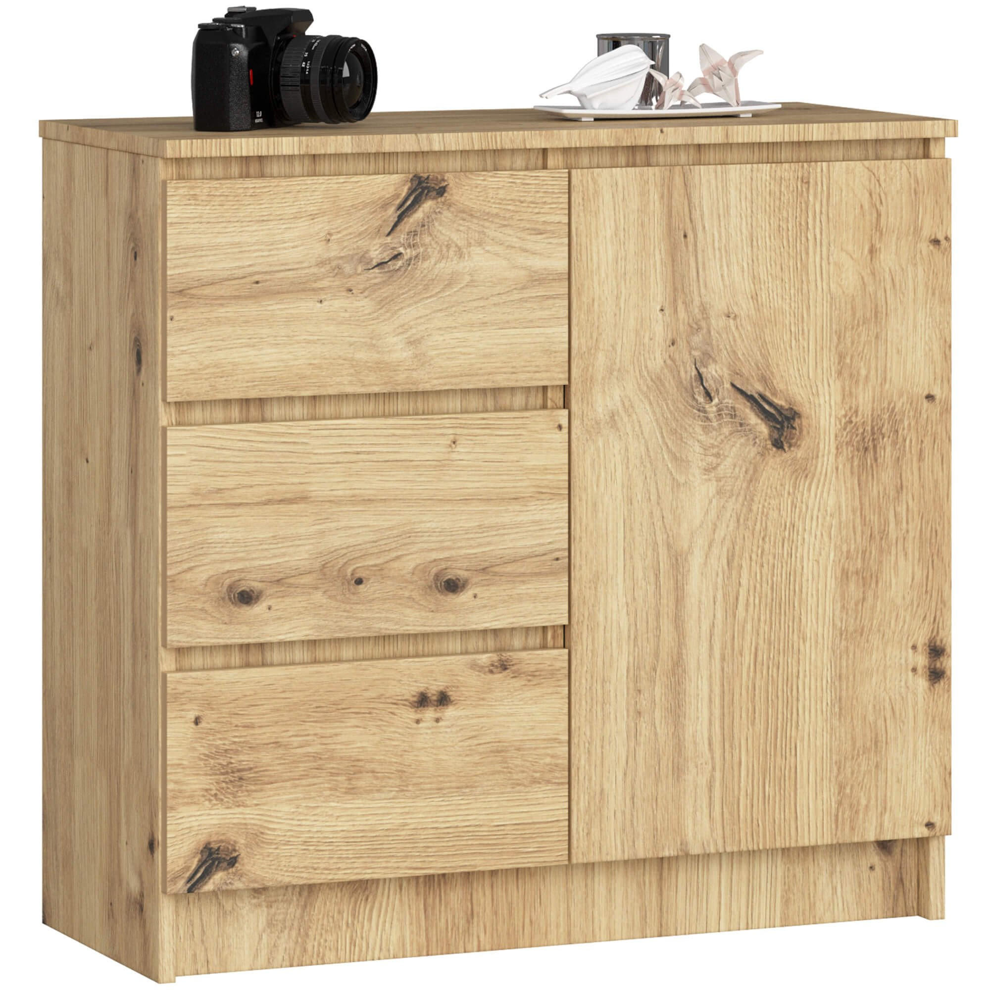 KOMMODE Jerry, Artisan, 35x80x77 cm - Eiche Artisan, Holz (80/77/35cm) - Milordbikes