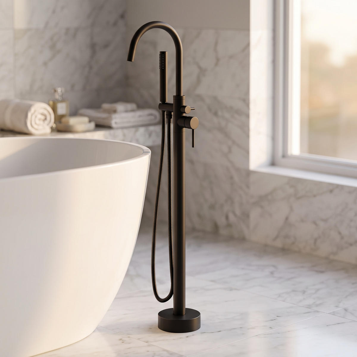 VANOVÁ BATERIE Fuji volně stojící matná černá - černá, kov (16/115/22cm) - Badplaats