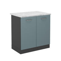 KÜCHENUNTERSCHRANK R-Line Blau-Grau 80 cm AP Marmor - Anthrazit/Blaugrau, Holzwerkstoff (80/81.6/60cm) - Vicco