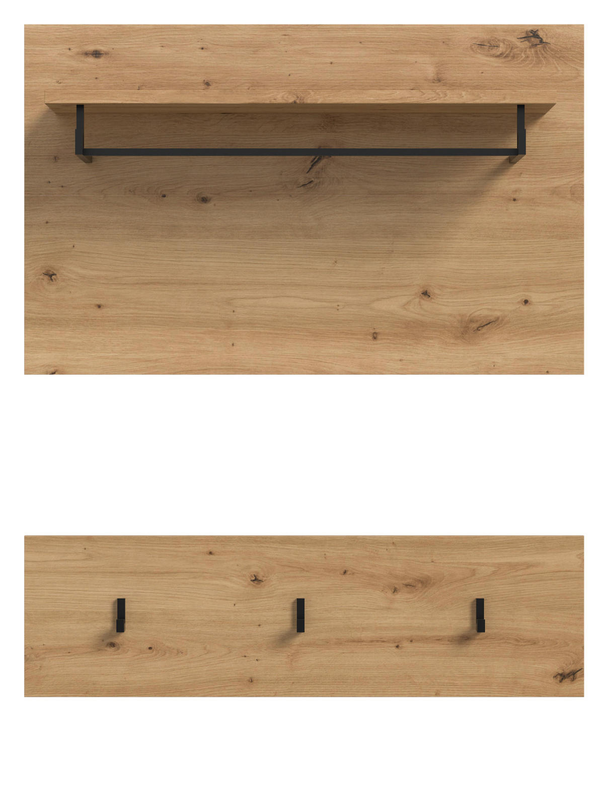 GARDEROBENPANEEL Eiche Artisan, Wandgarderobe Set 2-teilig 80 cm - Eiche Artisan, Holzwerkstoff (80/73/27cm) - Inn.Furn