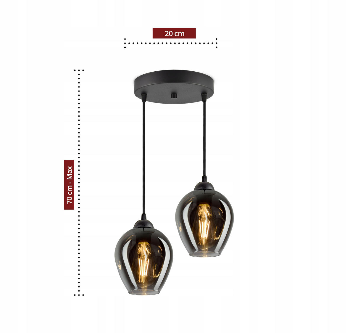 PENDELLEUCHTE Hegel - Transparent/Anthrazit, Glas/Metall (30/30/80cm) - kiki design