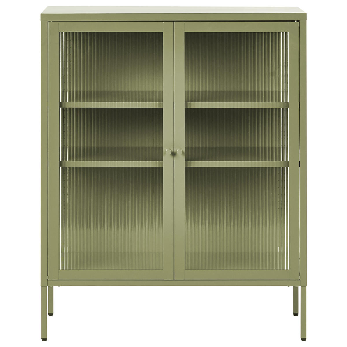 SIDEBOARD se skleněnými dveřmi Kov 90 cm Zelený Lerryn - zelená barva, kov (90/111/35cm) - Beliani