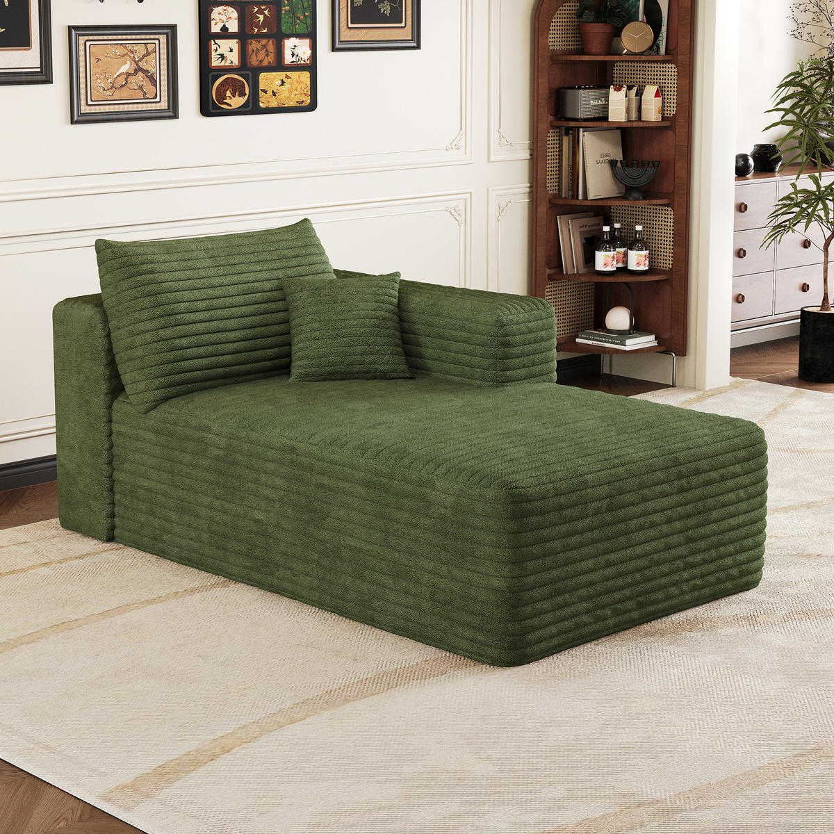 RÉCAMIERE DE-34736 linke Chaiselongue mit Corduroy Grün - Grün, Textil (90/58/151cm) - ComfortXL
