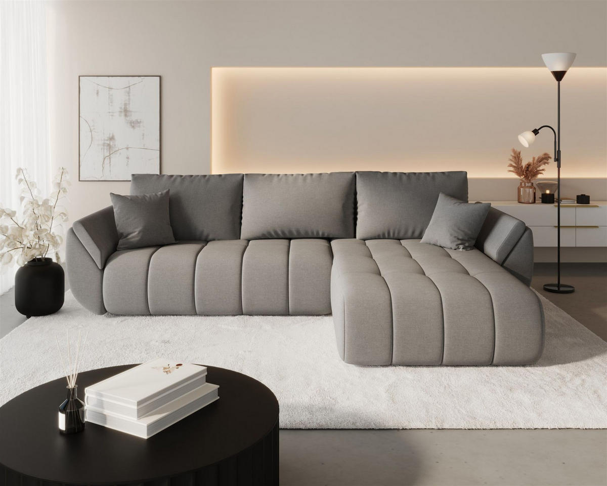 ECKSOFA Misato In Wind - Dunkelgrau, Holzwerkstoff/Textil (280/175cm) - Fun Möbel