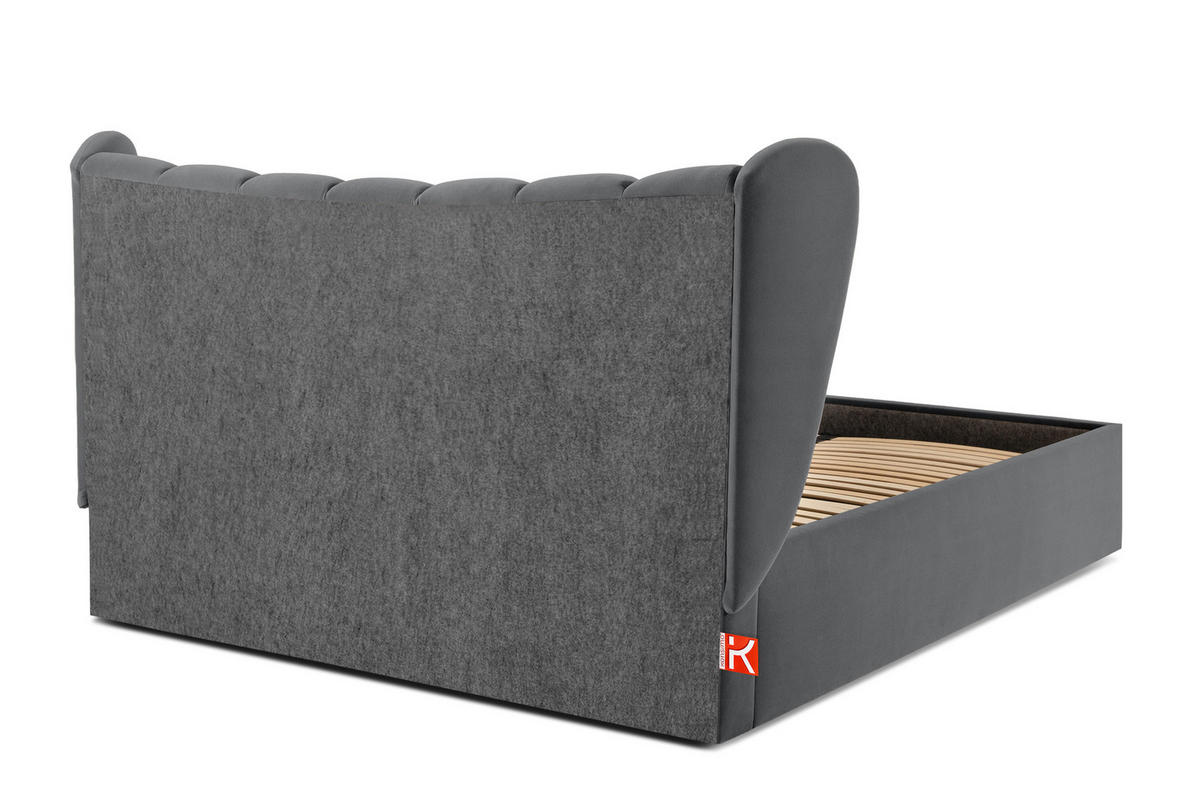 POLSTERBETT GIZO, Muschel-Design - Dunkelgrau/Schwarz, Holz/Holzwerkstoff (162/204cm) - KONSIMO®
