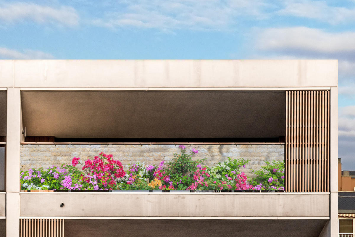 BALKON-SICHTSCHUTZ Blumen - Pflanzen - Blätter - Steine - Pink, Kunststoff (500/80cm) - MuchoWow