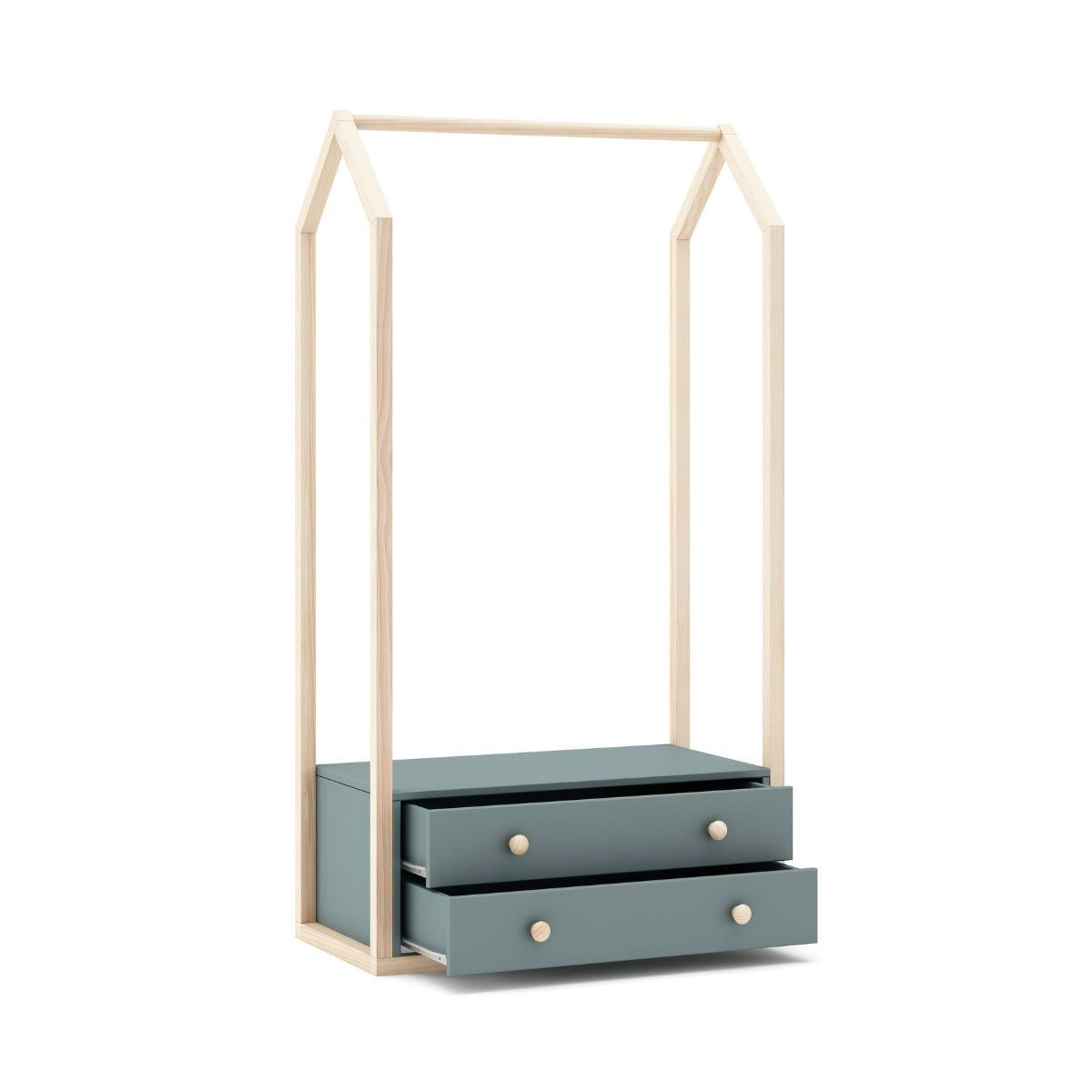 KLEIDERSCHRANK mit 2 Schubladen L80 cm - Esteban - Grün, Holzwerkstoff (40/170/80cm) - Calicosy