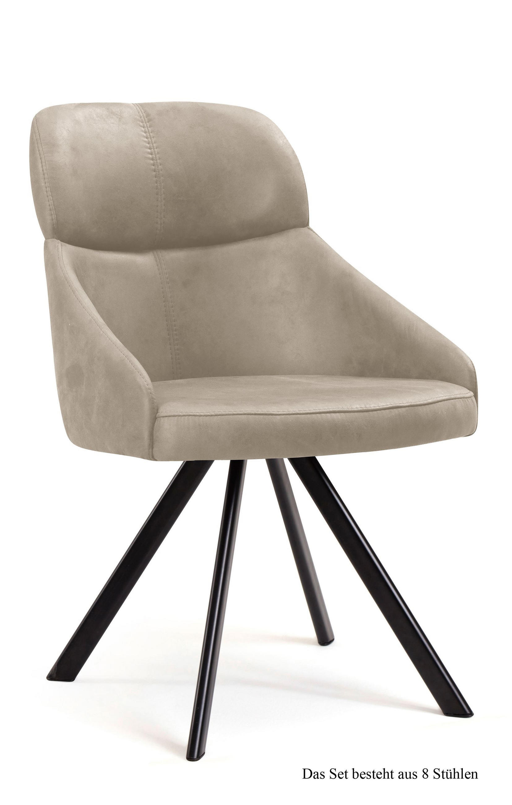 ESSZIMMERSTUHL drehbar (8er-Set) Diann 52x82x63 Schwarz/Natur - Schwarz/Naturfarben, Kunststoff (63/82/52cm) - 58aufmkessel