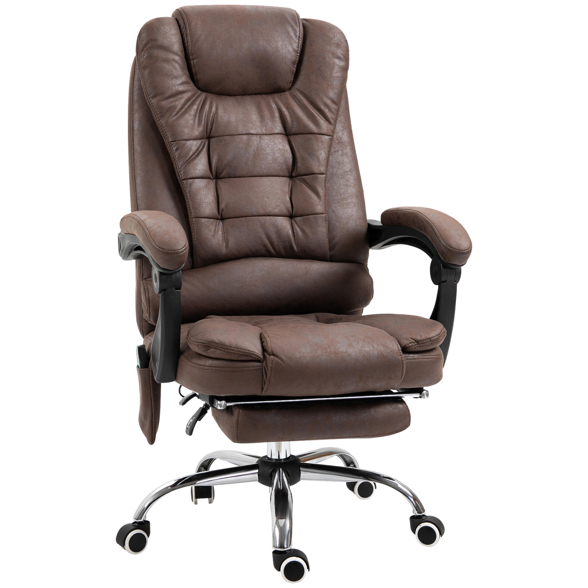 BÜROSTUHL mit Massagefunktion, Ergonomisch Schreibtischstuhl mit Liegefunktion - Silberfarben/Braun, Kunststoff/Textil (70/119/65cm) - Vinsetto