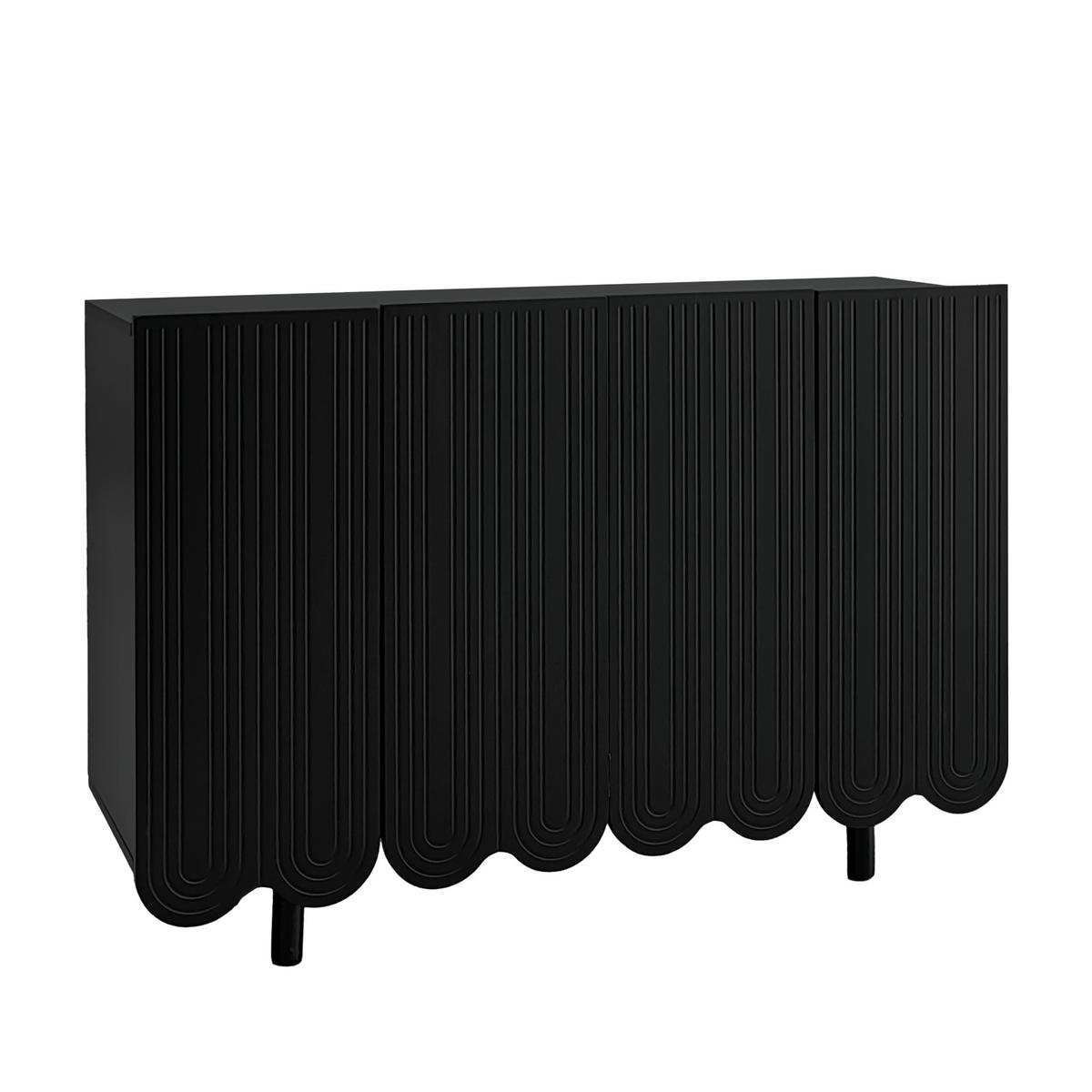 SIDEBOARD mit Metallfüßen und Rillen-Design - Weiß, Holzwerkstoff/Metall (120/80/37.5cm) - Urban Meuble