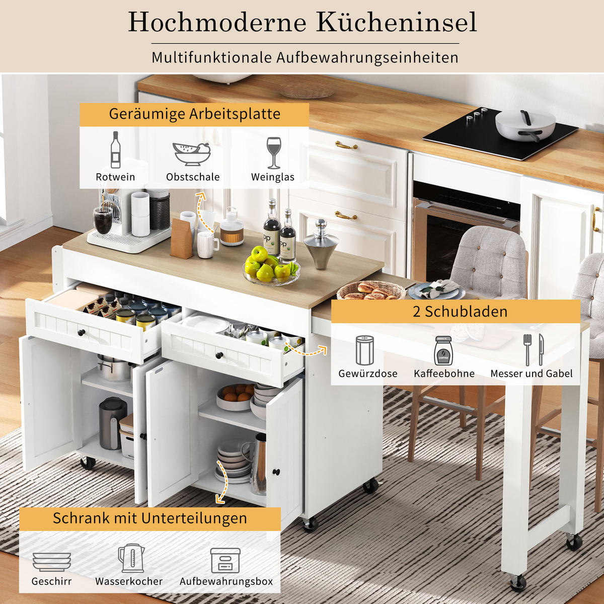BARTISCH Weiß mit Stauraum und Ausziehfunktion - Weiß, Holzwerkstoff (180.5/92.2/45cm) - Urban Meuble