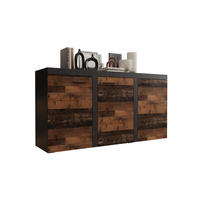 KOMMODE London LRXK mit 3 Türen, Sideboard in Farbe: Dunkelbraun|Schwarz, Größe: 149 x 82 x 40 cm - Dunkelbraun/Schwarz, Holzwerkstoff (149/82/40cm) - O-Sofa