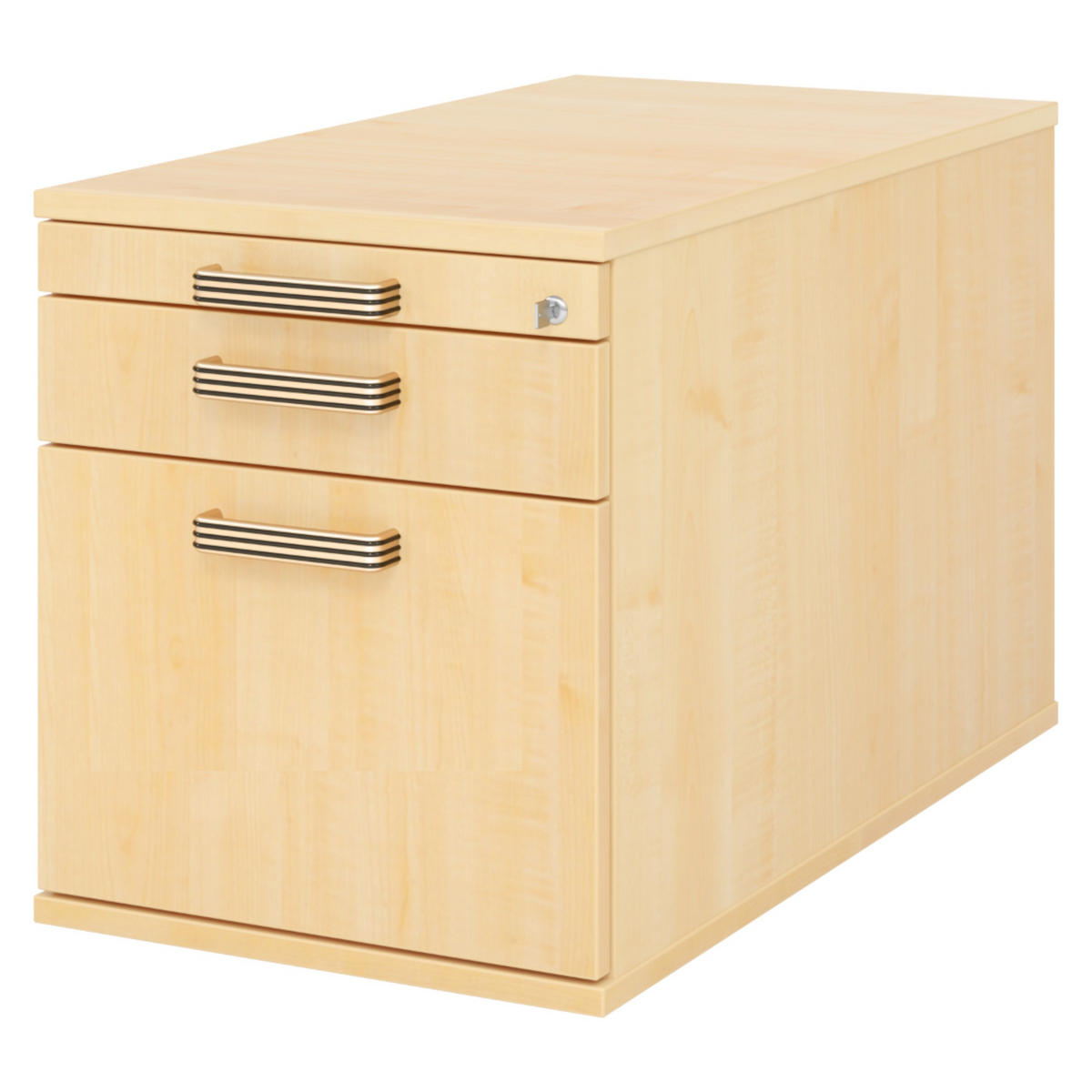 ROLLCONTAINER - mit Hängeregistratur 80/42,8/51,2 cm in Ahornfarben Streifengriff (Kunststoff) - Ahornfarben, Holzwerkstoff (42.8/51.2/80cm) - bümö