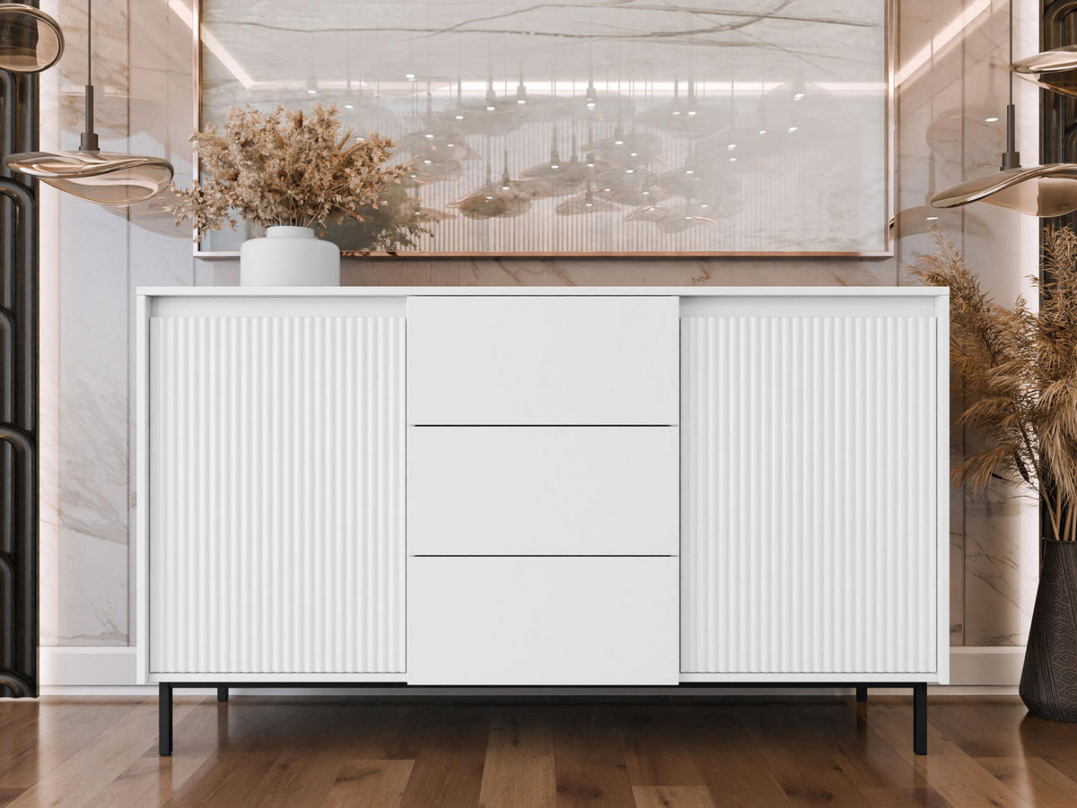 SIDEBOARD Ozmi 2D3SZ - Schwarz/Weiß, Holzwerkstoff/Metall (153/90/50cm) - MIRJAN24