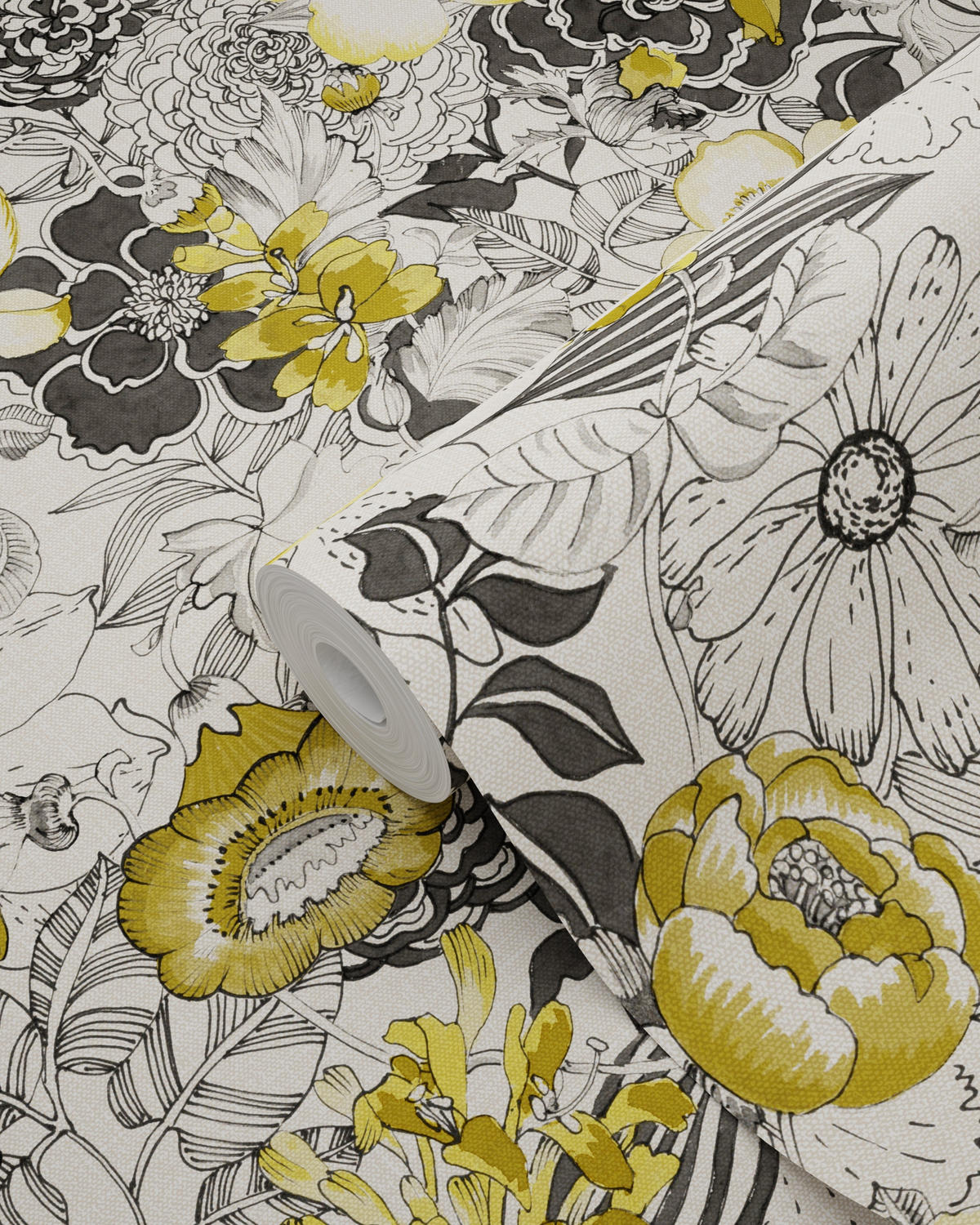 TAPETE Blumen 53 cm x 10.05 m - Gelb, Papier (53/1000cm) - ESTAhome