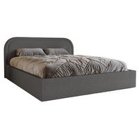 DOPPELBETT 200x200 Dune mit Bettkasten, runde Kopfteil, Bouclé, Dunkelgrau - Dunkelgrau, Holz/Textil (200/200cm) - Emporius