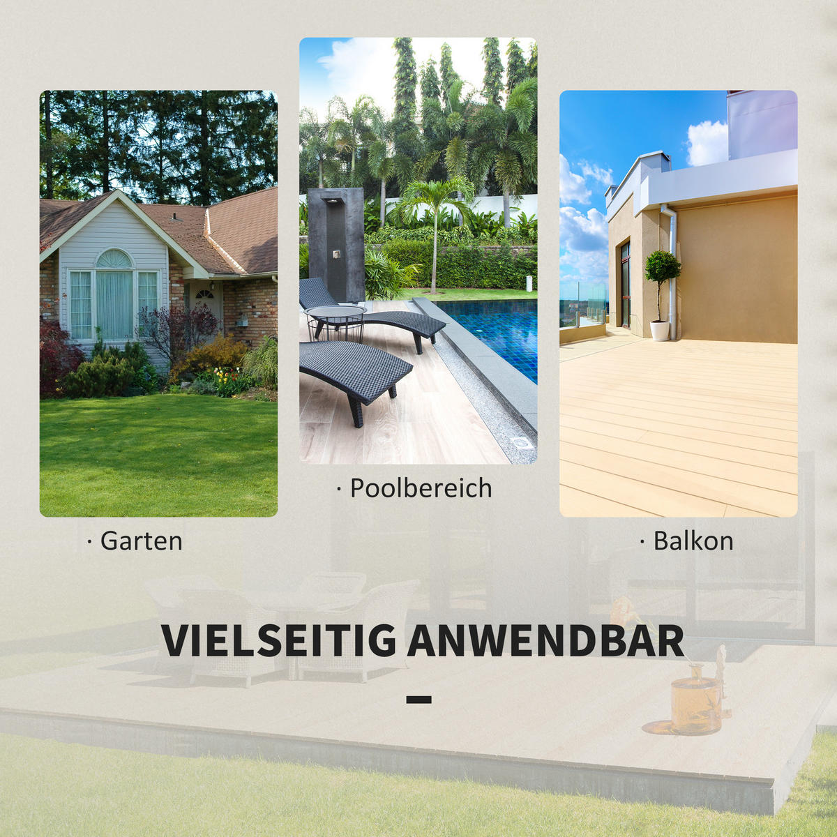 BISTROSET Polyrattan 3tlg. - Grau, Kunststoff - Outsunny