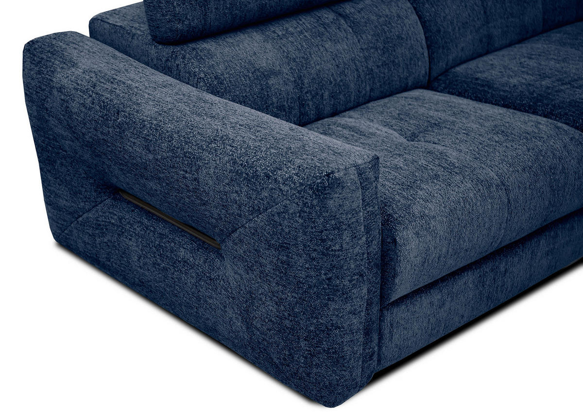 SOFA CALVERA 3-Sitzer, dunkelblau - Schwarz/Dunkelblau, Holzwerkstoff/Textil (204/79/106cm) - Courtois Laville