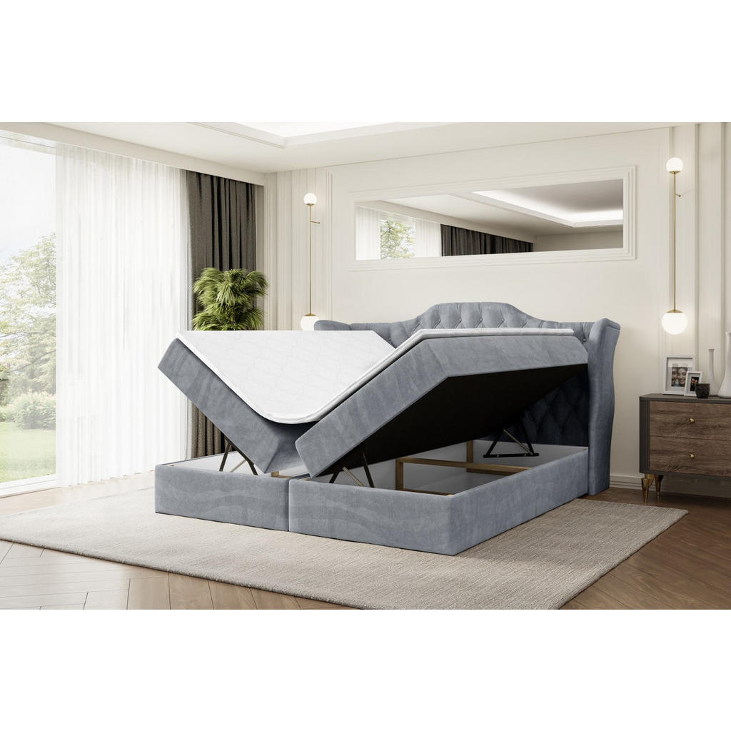 Thumbnail - Altdecor Boxbett, Grau, Holzwerkstoff, Höhe ca. 20 cm, 120x200 cm, Schlafzimmer, Betten, Boxspringbetten