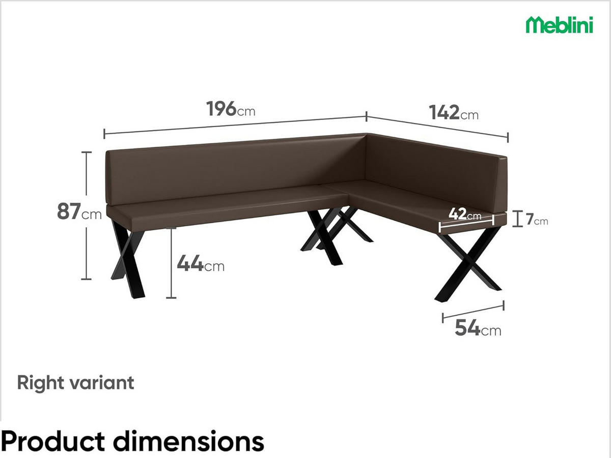 ECKBANK TONI_X - Braun, Leder (142/196cm) - Meblini