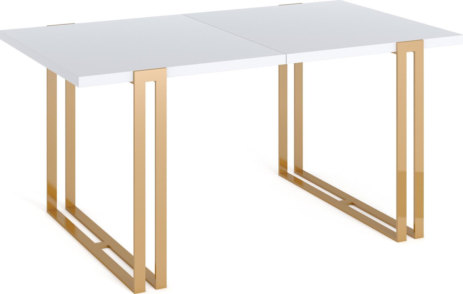 ESSTISCH Wolf rechteckig ausziehbar, Weiß 120-220/80/76 cm - Goldfarben/Weiß, Holzwerkstoff/Metall (120/80/76cm) - WFL GROUP