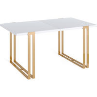 ESSTISCH Wolf rechteckig ausziehbar, Weiß 120-220/80/76 cm - Goldfarben/Weiß, Holzwerkstoff/Metall (120/80/76cm) - WFL GROUP