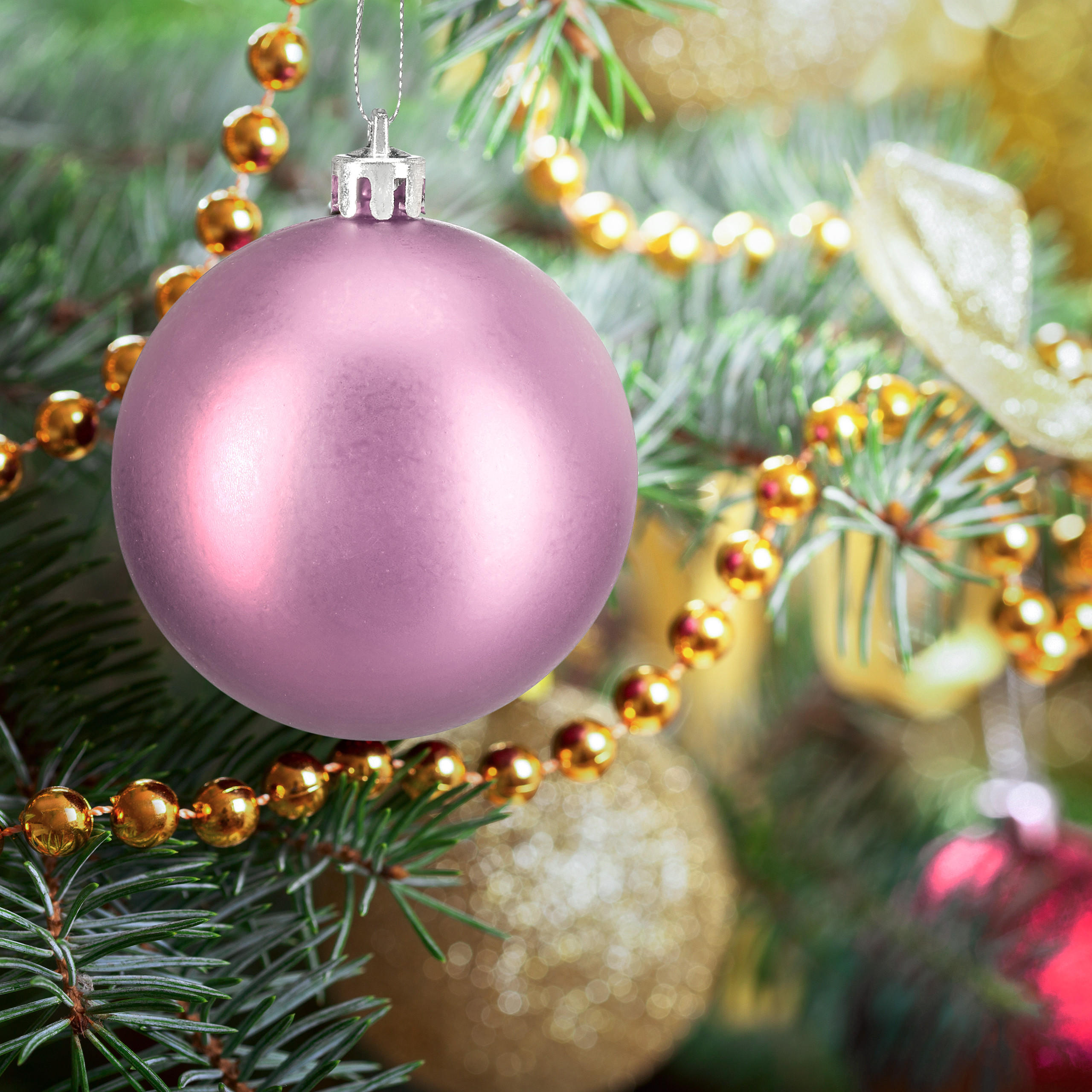 100XWEIHNACHTSKUGELN - Rosa, Kunststoff (6/7/6cm) - Relaxdays