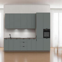 KÜCHENZEILE 400 cm –Sorento K73-M400 - in Grün / Matt - Schwarz/Grün, Holz/Holzwerkstoff (400/247/58cm)