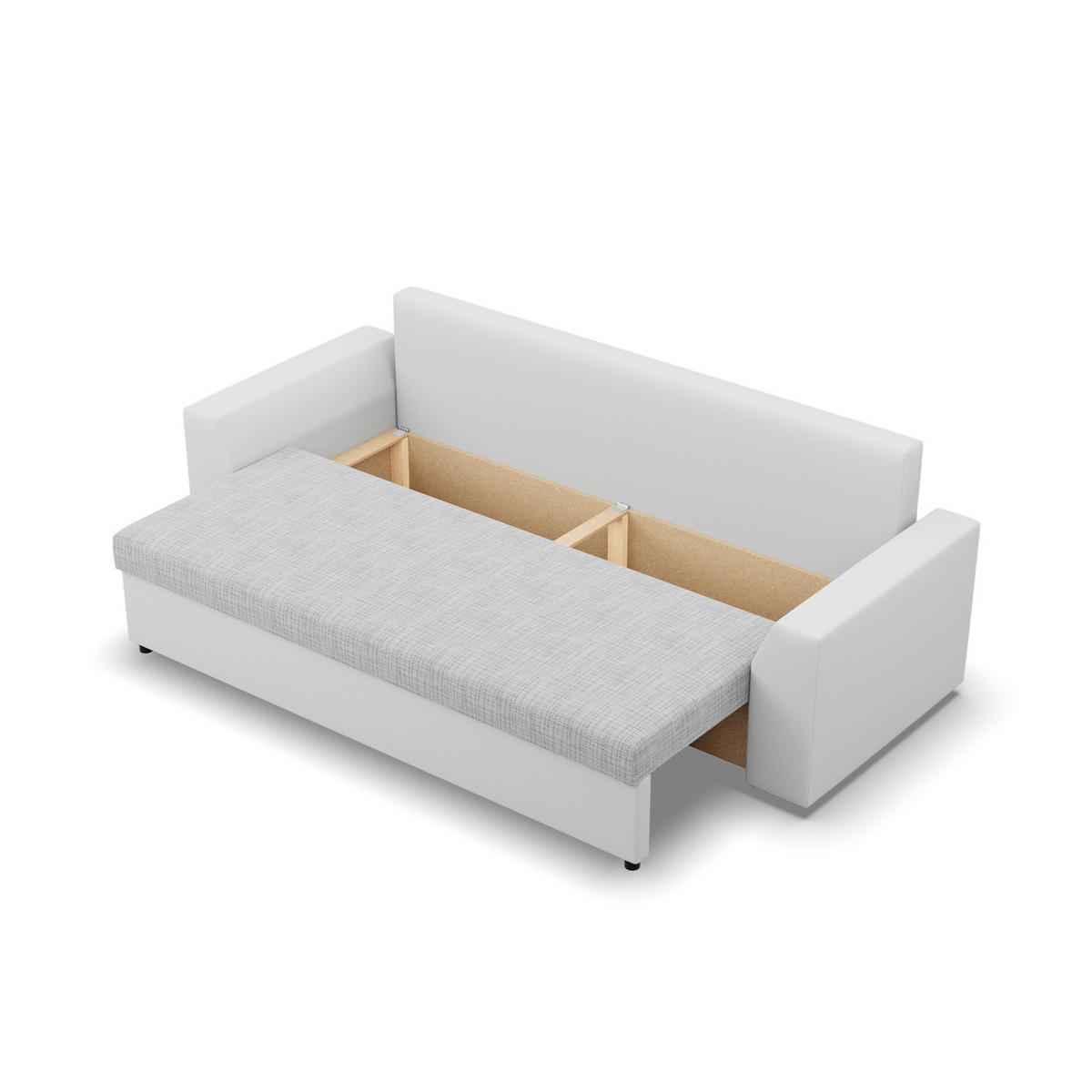 SOFA 3-SITZER MIT SCHLAFFUNKTION LUGO Grau/Weiß - Weiß/Grau, Textil (92/92/232cm) - Mebligo
