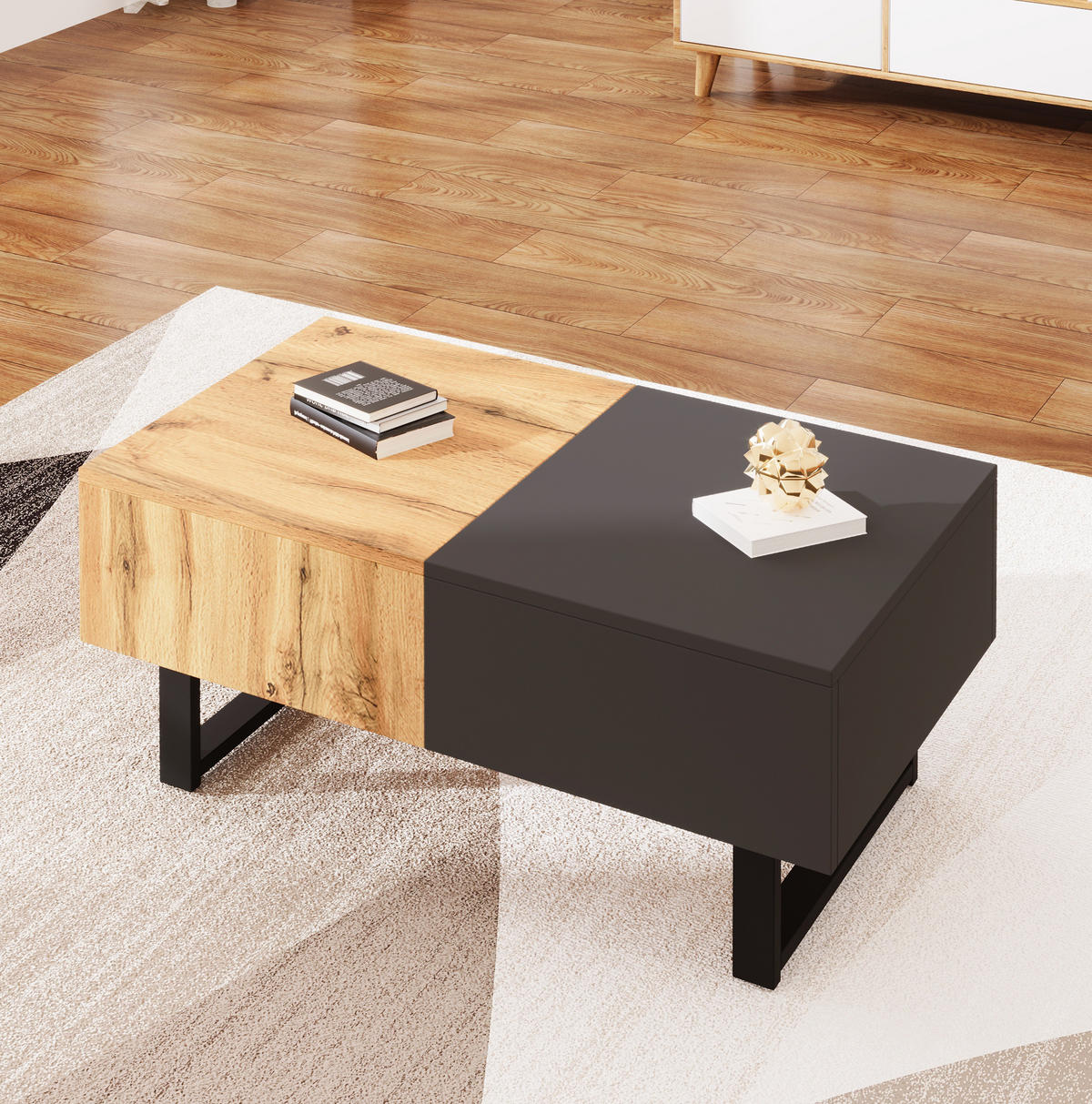 COUCHTISCH aus Spanplatte 100x40x55 cm in Natur mit Stauraum - Naturfarben, Holzwerkstoff (100/40/55cm) - Modfu