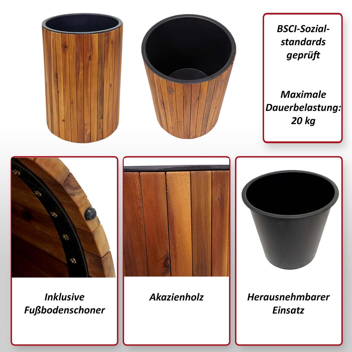 PFLANZKASTEN Braun, Schwarz - Schwarz/Braun, Holz (34/50/34cm) - MCW
