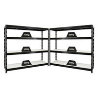 SCHWERLASTREGAL Rhino 2er-Set mit 2x 180x200x60 cm 4 Melamin-Ebenen 16mm Fachlast 500 kg Schwarz - Schwarz, Metall (400/180/60cm) - PROREGAL