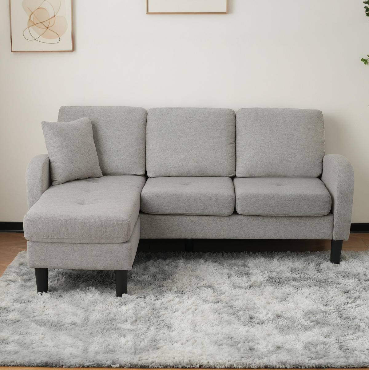 SOFA modular mit Chaiselongue 166 x 118 x 77 cm Grau - Grau, Kunststoff (166/118cm) - IVMEU
