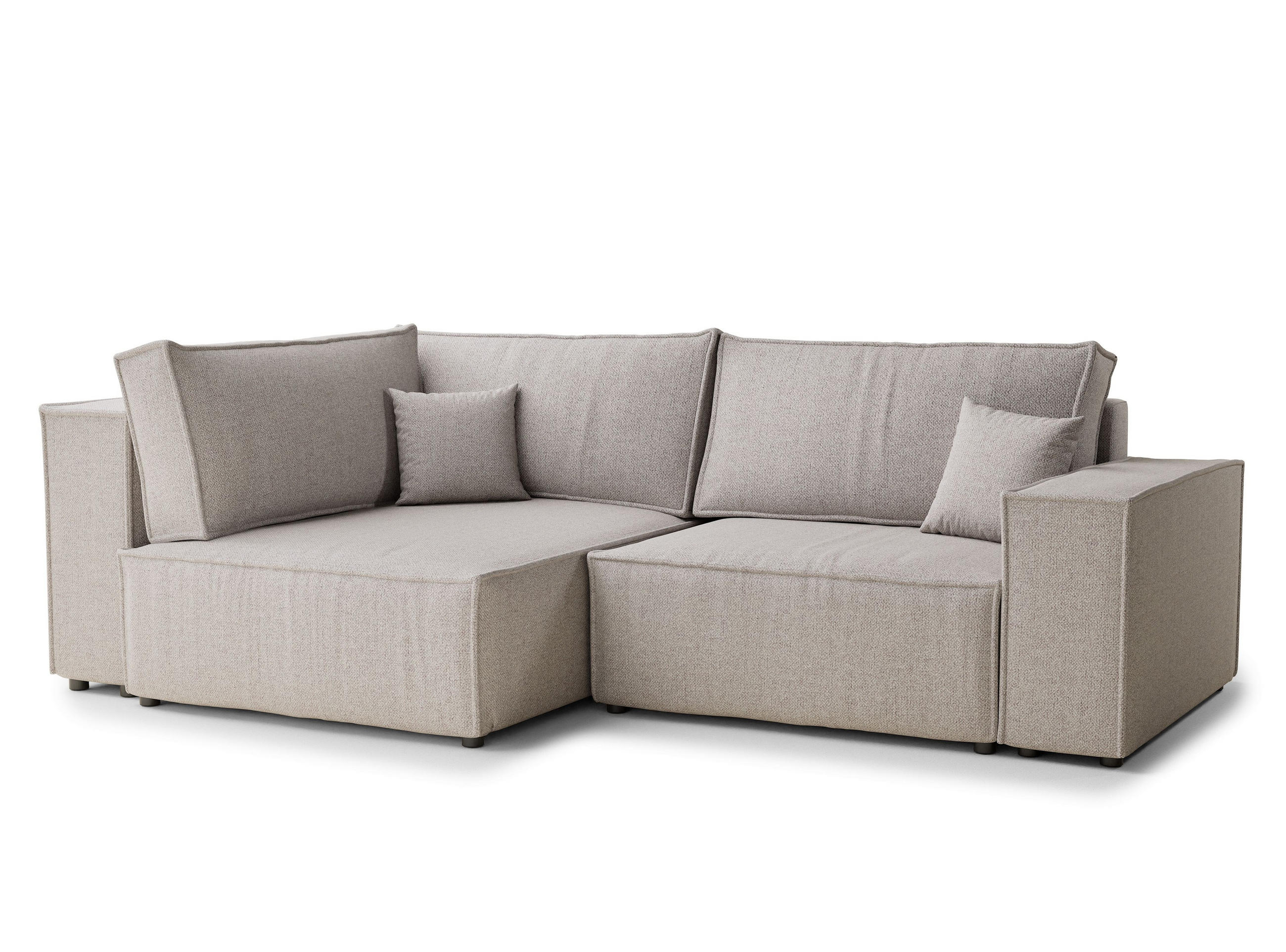 ECKSOFA MIT SCHLAFFUNKTION Tonga Beige Webstoff - Beige/Schwarz, Holz/Holzwerkstoff (105/225cm) - Maison de Reve