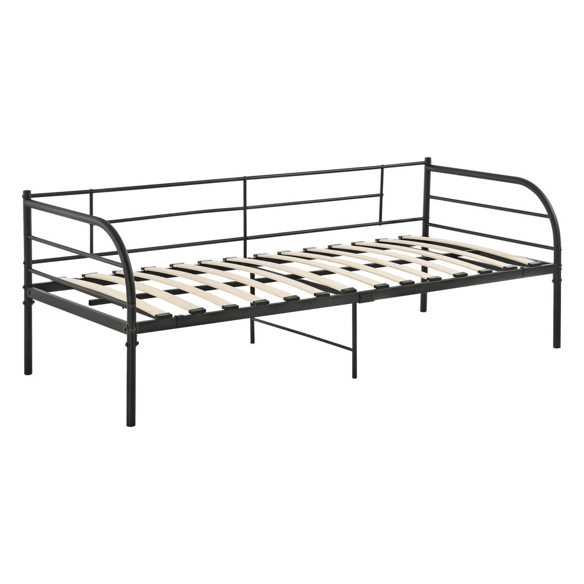 TAGESBETT Falun - Schwarz, Metall (90/200cm) - [en.casa]