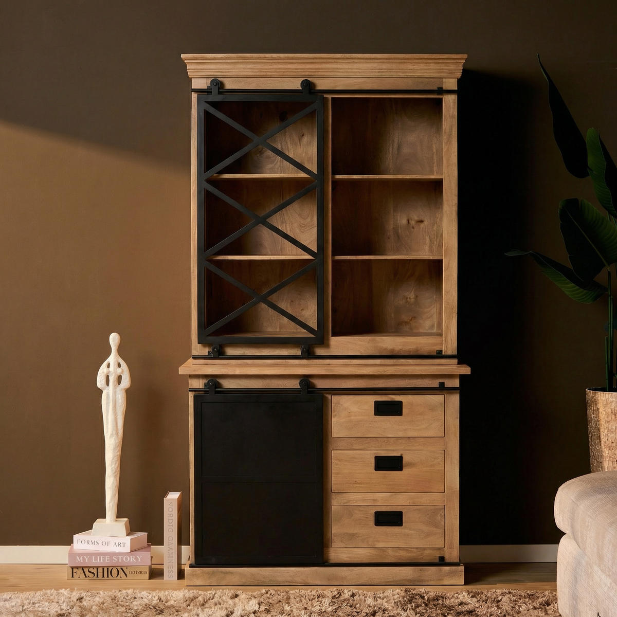 VITRINE Fresno Braun 45/120/220 cm - Braun, Holz (120/220/45cm) - Starfurn