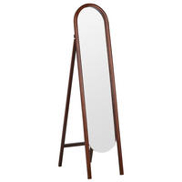 STEHSPIEGEL Paulowniaholz dunkelbraun oval 30/150 cm Chelles - Dunkelbraun, Holz (30/150/67cm) - Beliani