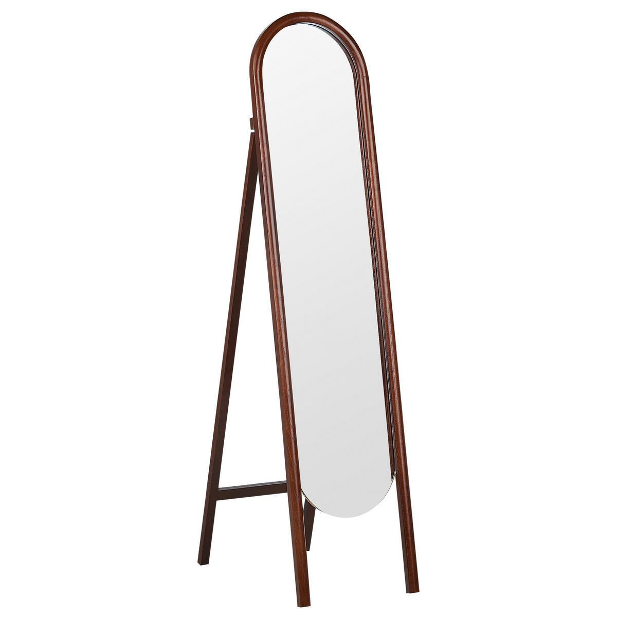 STEHSPIEGEL Paulowniaholz dunkelbraun oval 30/150 cm Chelles - Dunkelbraun, Holz (30/150/67cm) - Beliani