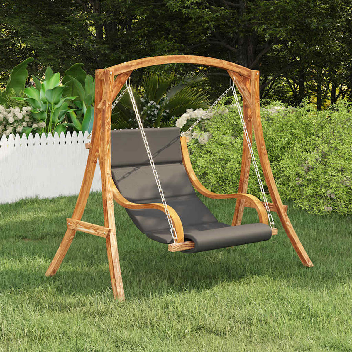 HÄNGELIEGE Ohne Schaukelgestell Mit Kissen Massiv Bugholz - Anthrazit, Holz (115/67/100cm) - vidaXL