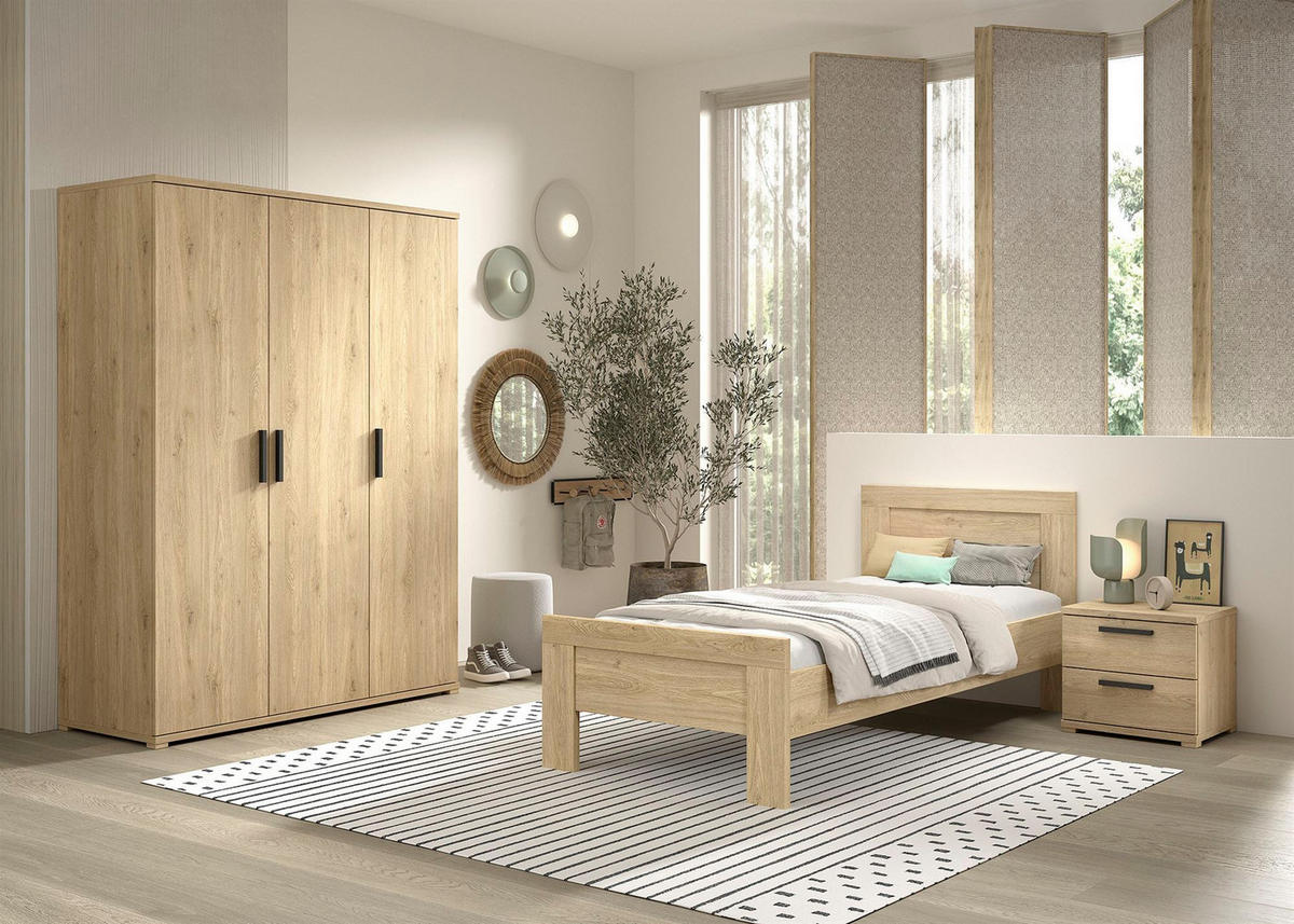 JUGENDZIMMER Set Keelia Eiche Melamin 3tlg Möbel - Eichefarben, Kunststoff (100/1/200cm) - 58aufmkessel