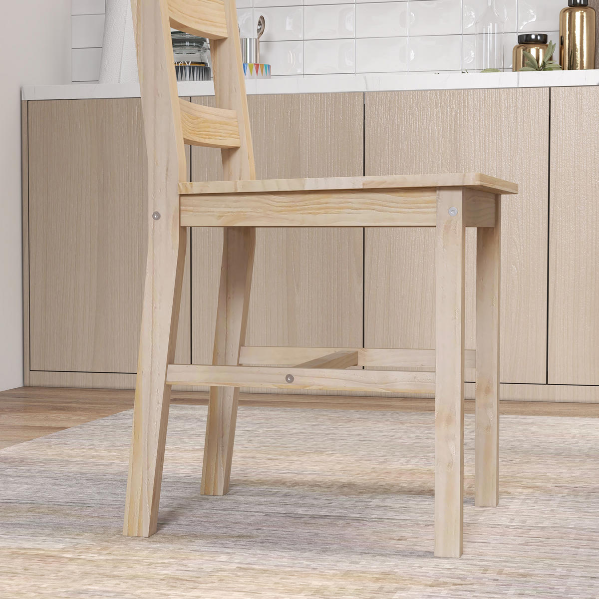 ESSTISCH-SET DE-10171 5-teilig, massives Kiefernholz Natur - Naturfarben, Holzwerkstoff (73/75/118cm) - ComfortXL