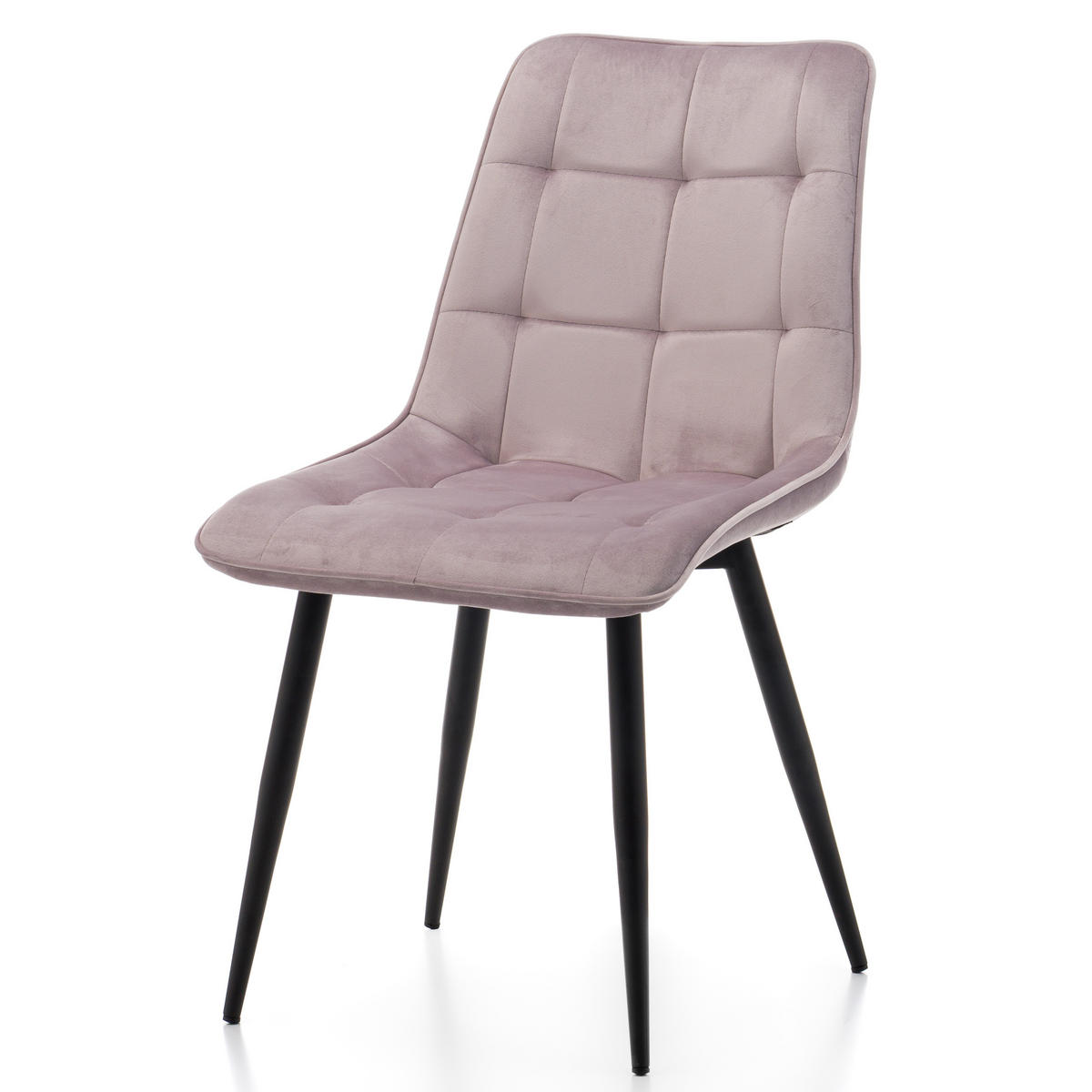 STUHL CHIC gespolsterter mit Steppung - rosa - Samt Velours - Schwarz/Rosa, Metall (50/88/47cm) - NEW HOME