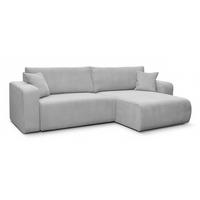 ECKSOFA mit Schlaffunktion Nellio L-Form universal mit Bettkasten Hellgrau Cord - Hellgrau/Schwarz, Kunststoff/Textil (245/145cm) - Homebook