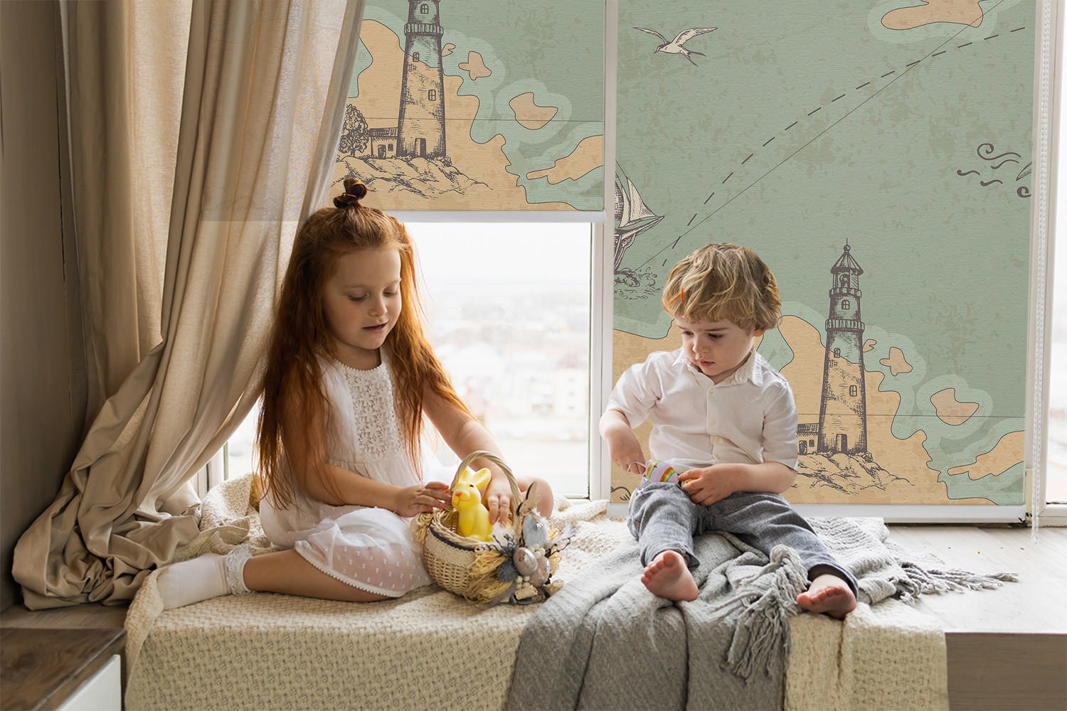 Thumbnail - Tulup Rollo, Blau, Textil, 80x180 cm, Wohntextilien, Rollos & Jalousien, Rollos