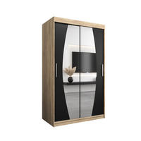 SCHWEBETÜRENSCHRANK 200/120/62 2-türig - Silberfarben/Schwarz, Holz/Kunststoff (120/200/62cm) - Abiks Möbel