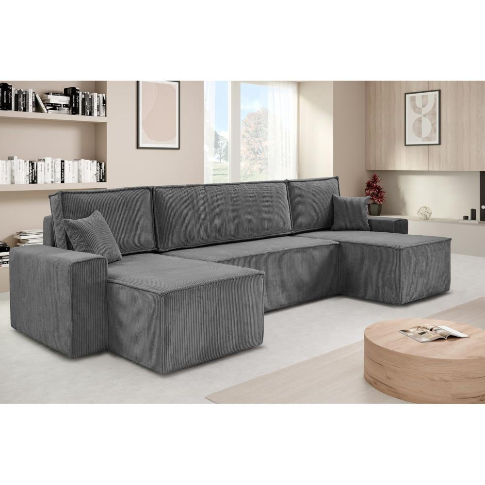 WOHNLANDSCHAFT Hektor U mit Schlaffunktion grau - Grau, Textil (318/94/152cm) - Beautysofa